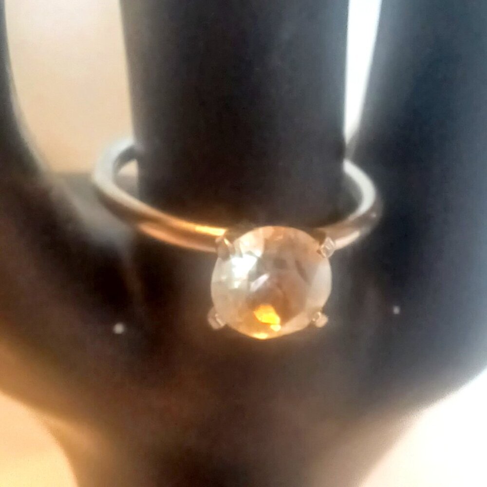 1950's Vintage UNCAS Silver Aniversary Engagement Solitaire CZ Ring sz 8.25